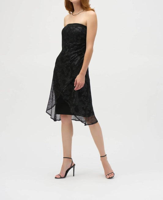 Joseph Ribkoff - Foiled Mesh Strapless Dress
