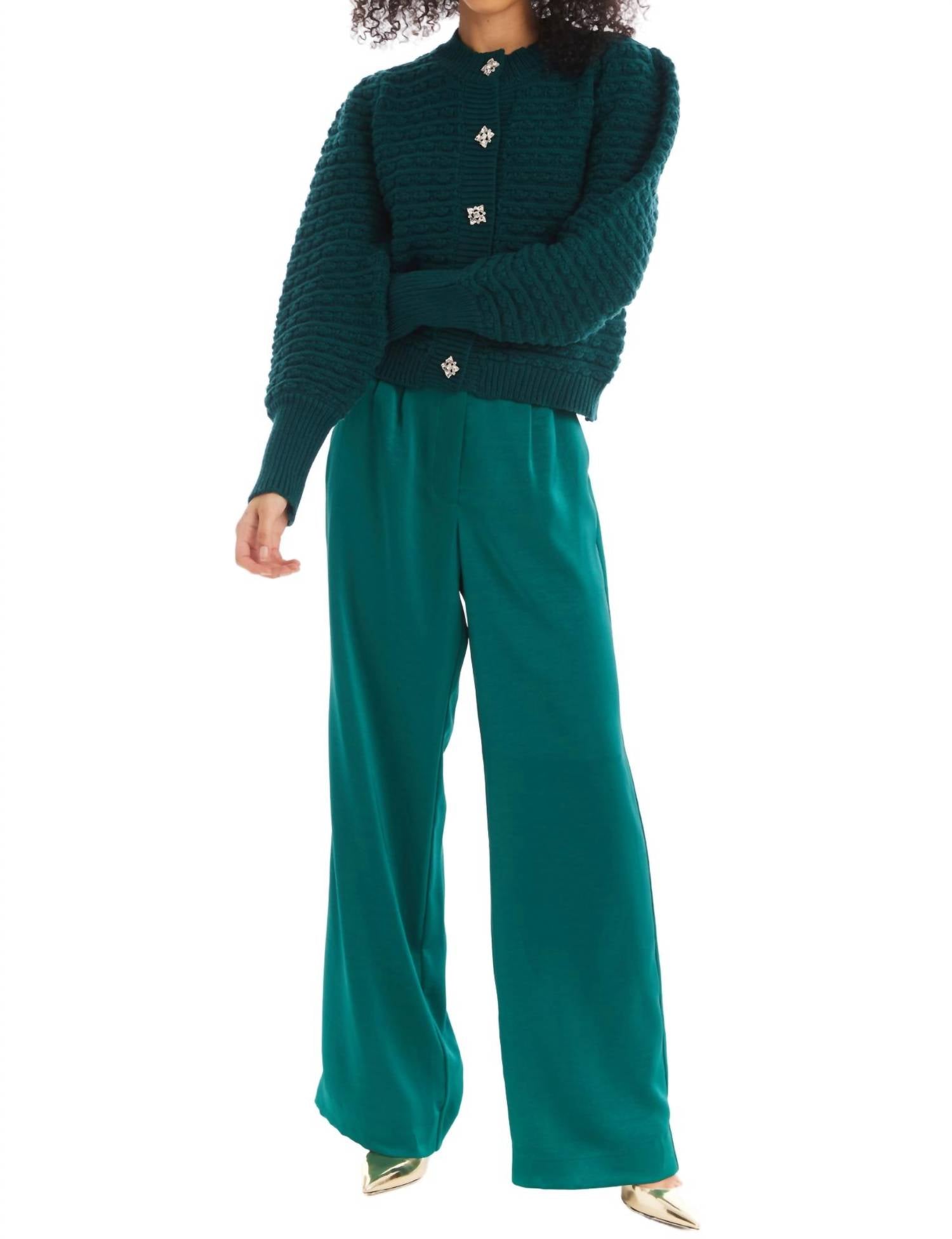 ALLISON NEW YORK JOAN SATIN PANTS in emerald - women's pants - view 6