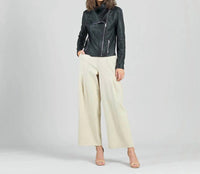 Clara S - Women's Liquid Leather Drape Neck Zip Jacket