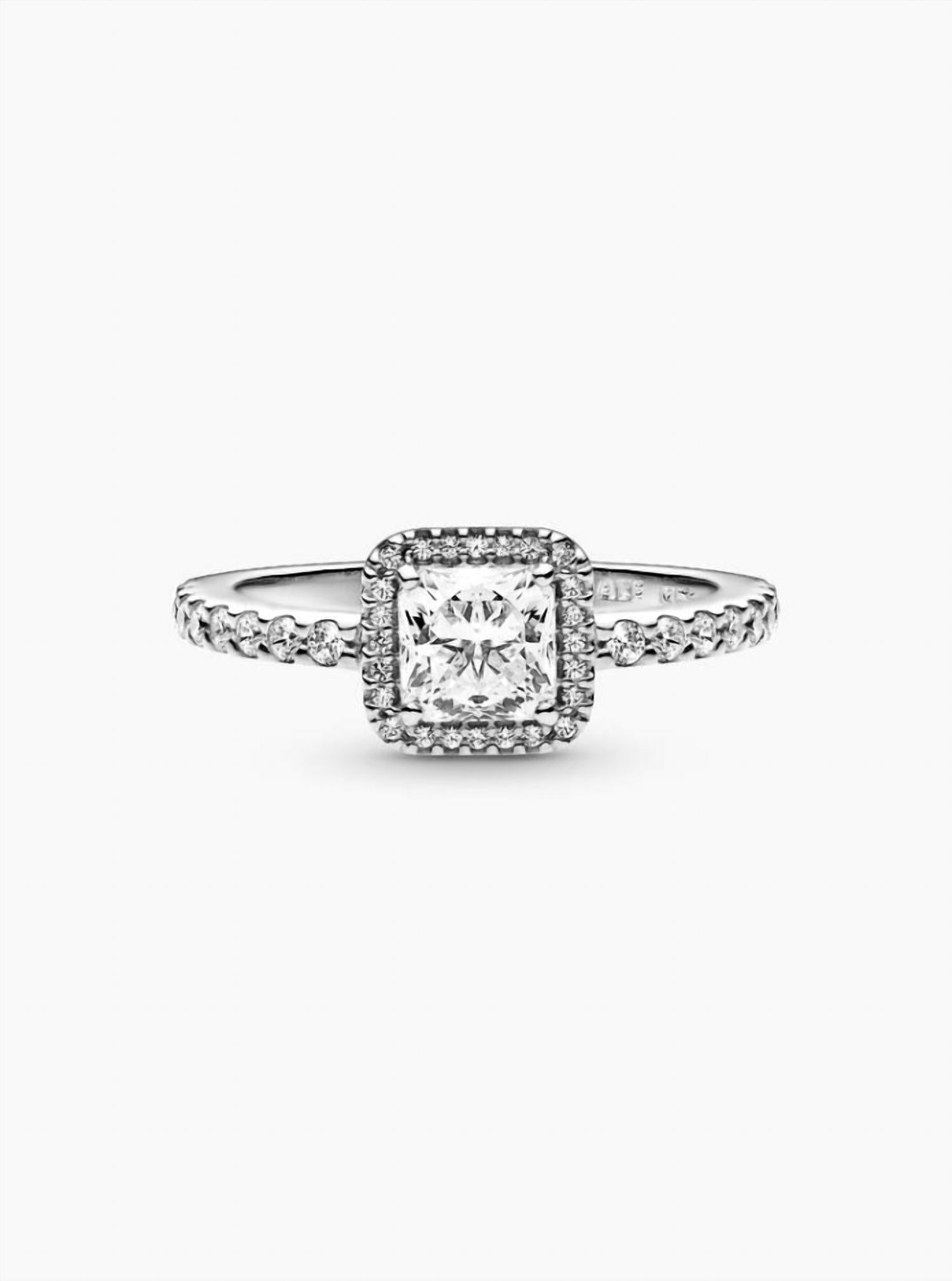 Pandora Women's Square Sparkle Halo Ring in silver - women's jewelry - view 4