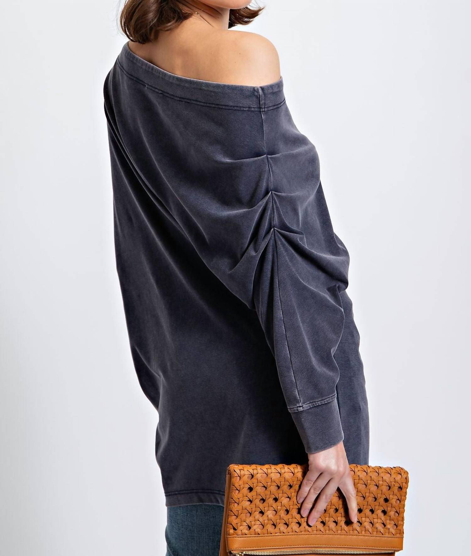 Little Secret Of Mine - Asymmetric Oversized Off-shoulder Tunic