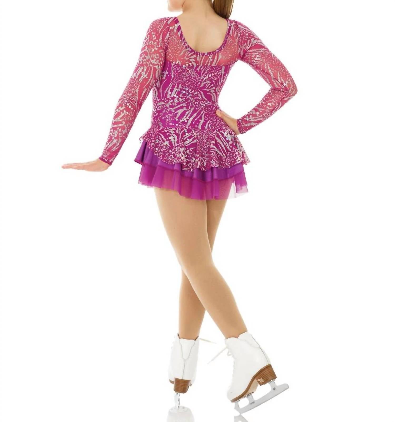 Mondor - Zebra Sequin Mesh Long Sleeve Skate Dress