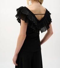 Joseph Ribkoff - Silky Knit and Georgette Fitted Top with Pleats