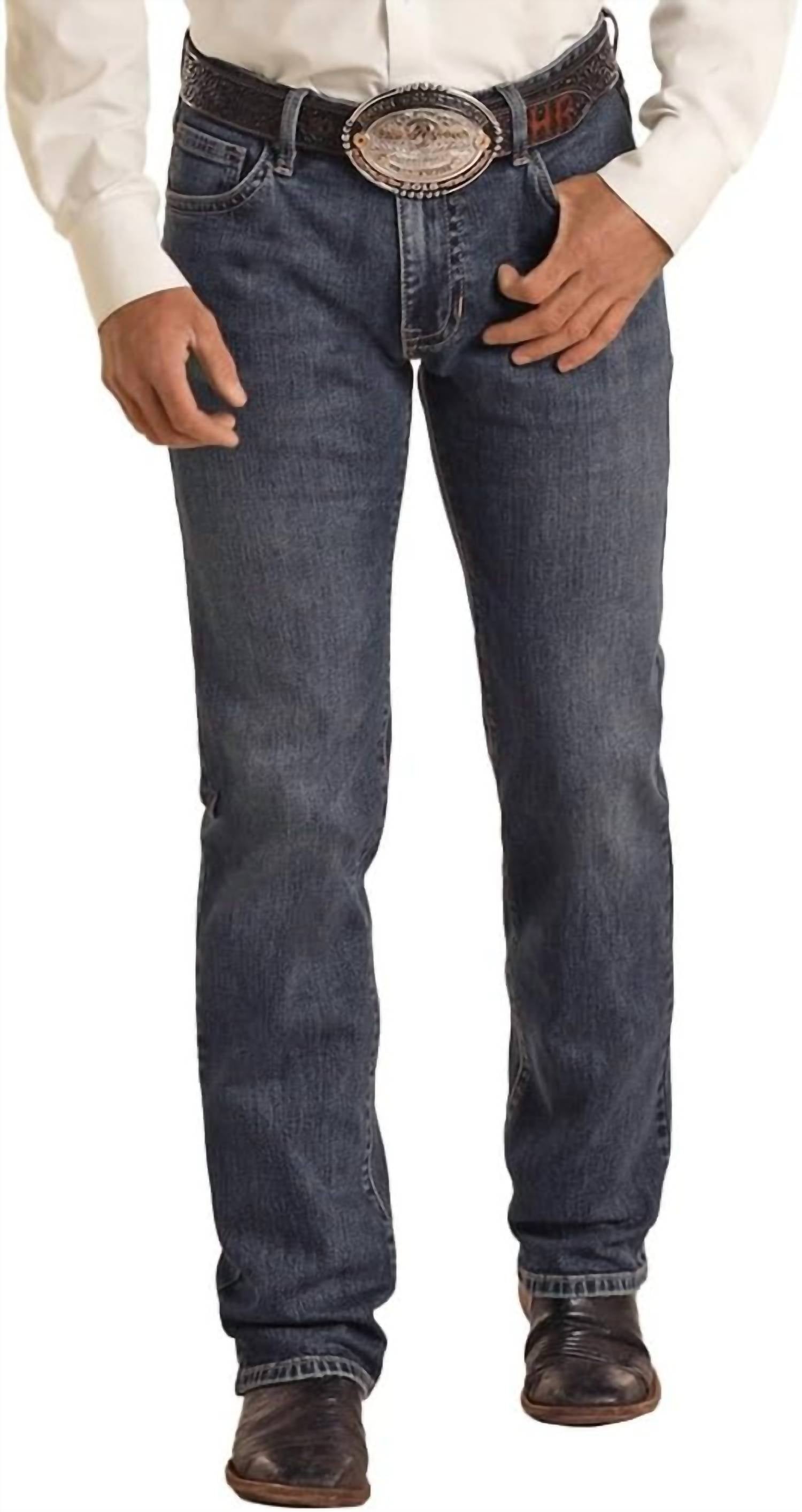 Rock & Roll Denim Men's Revolver Straight Vintage '46 Slim Fit Straight Leg Jeans in medium wash - men's jeans