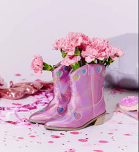 Lola + The Boys - Girls Iridescent Heart Cowgirl Boots