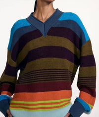 Christopher John Rogers - Striped V-neck Sweater