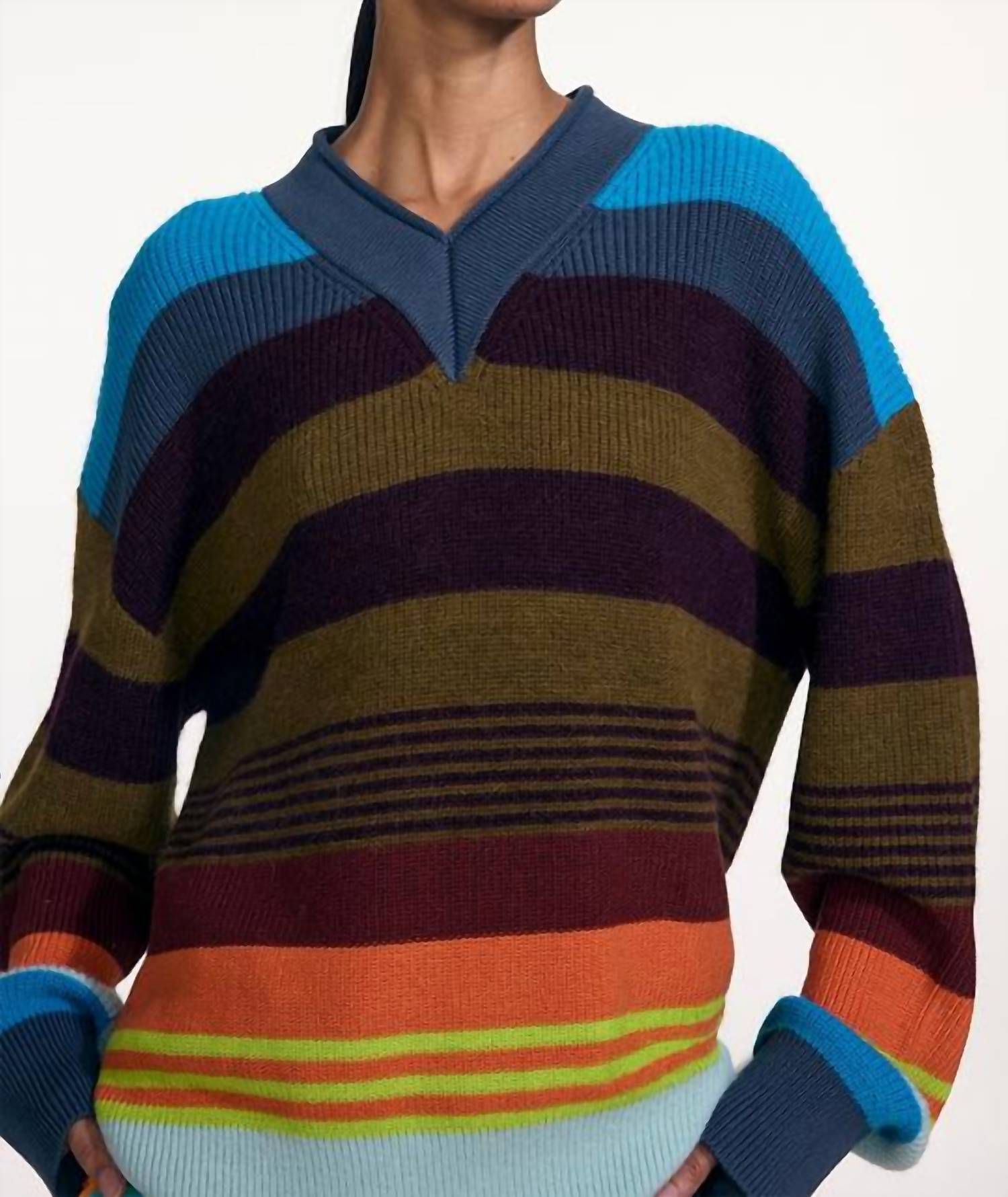 Christopher John Rogers - Striped V-neck Sweater