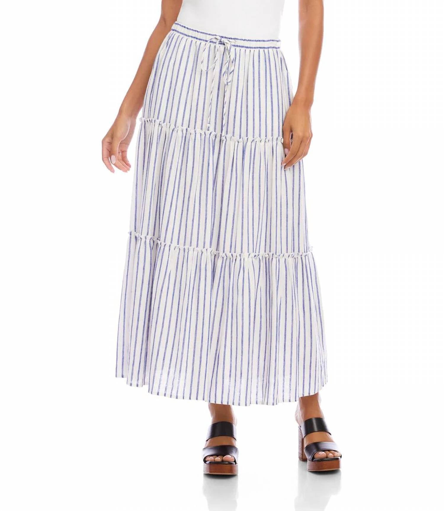 Karen Kane - Stripe Tiered Midi Skirt