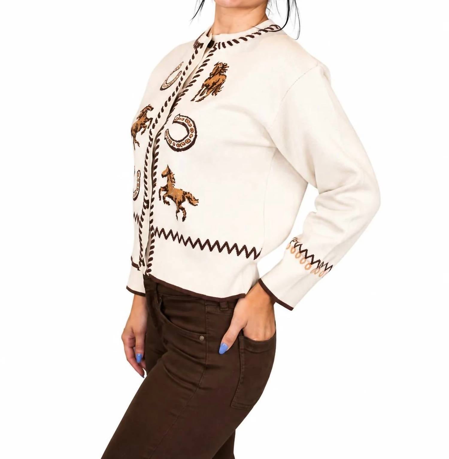 Skies Are Blue - Desert Rodeo Western Intarsia Cardigan