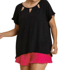 Umgee - Cut Out Frayed Fringe Top