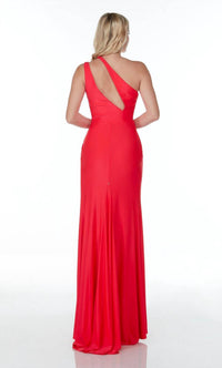 ALYCE PARIS One Shoulder Draped Gown in watermelon - women's dress - detail view