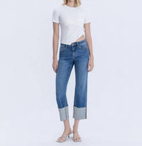 Vervet By Flying Monkey - High Rise Cuffed Straight Leg Jeans