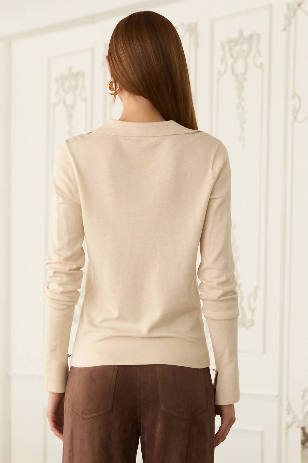 Skies Are Blue - Adeline Collared Long Sleeve Knit Sweater Top