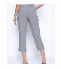 Picadilly - Fringe Trim Pant in Grey/White