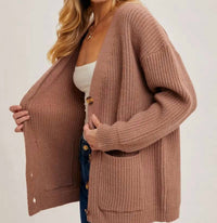 Bluivy - Button Down Ribbed Knit Sweater Cardigan