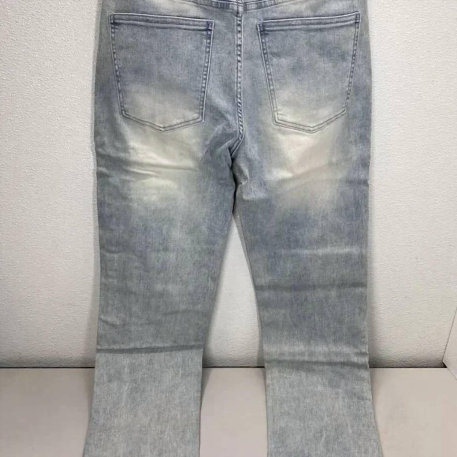 Laurenelle Men's Logo Stripe Tapered Jeans in blue - men's jeans - detail view
