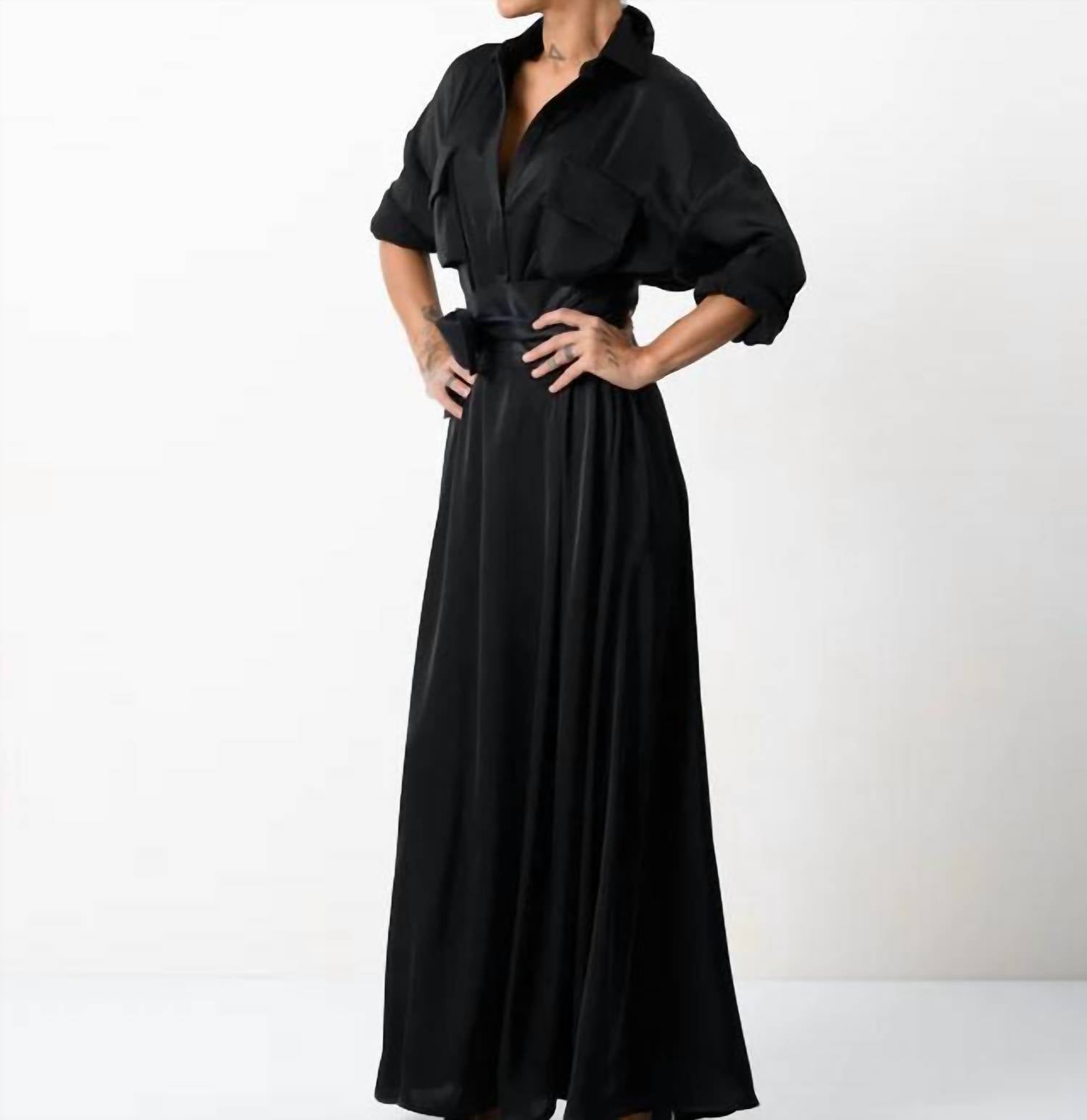Locker Room - Maxi Shirt Dress With Vegan Leather Belt