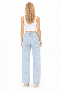 Risen - Sunwashed Petal Floral Wide Leg Jean
