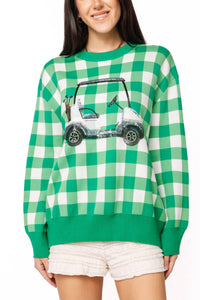 Queen Of Sparkles - Checkered Golf Cart Sweater