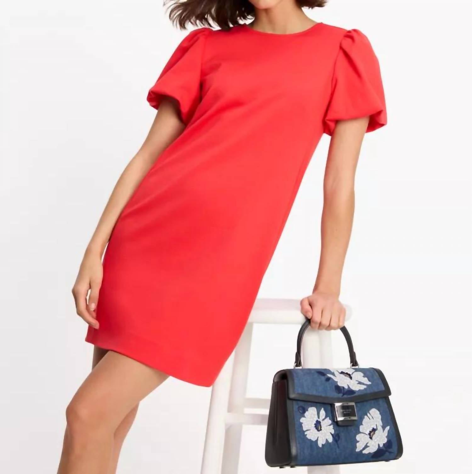 Kate Spade - Ponte Puff Sleeve Short Sleeve Mini Dress