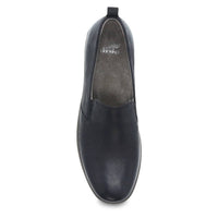 dansko Women's Linley Burnished Calf Slip On Loafer in black - women's shoe - detail view