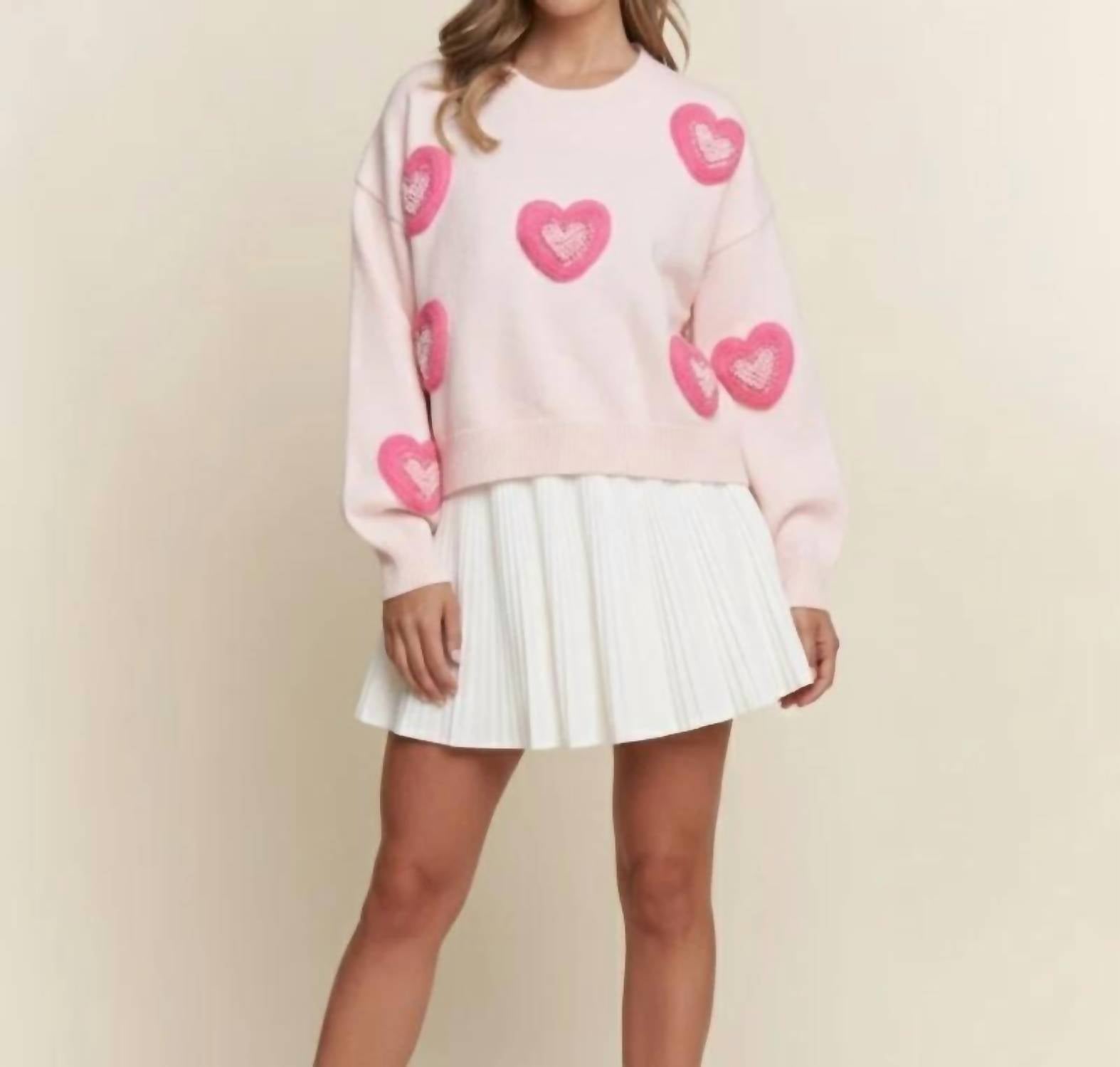 J.Nna - Lovely Beaded Hearts Sweater
