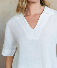 Cobblestone Living - Adele Collared Vneck Short Sleeve Top
