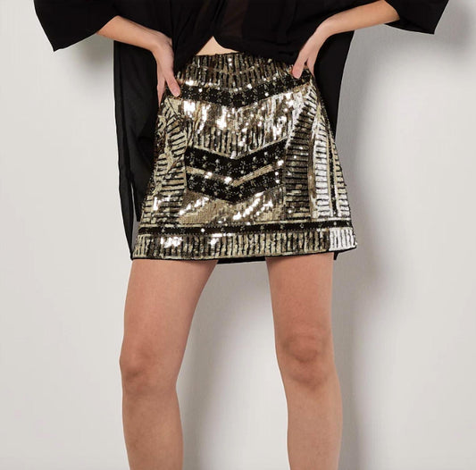 Apricot - Sequin Skirt Black Gold