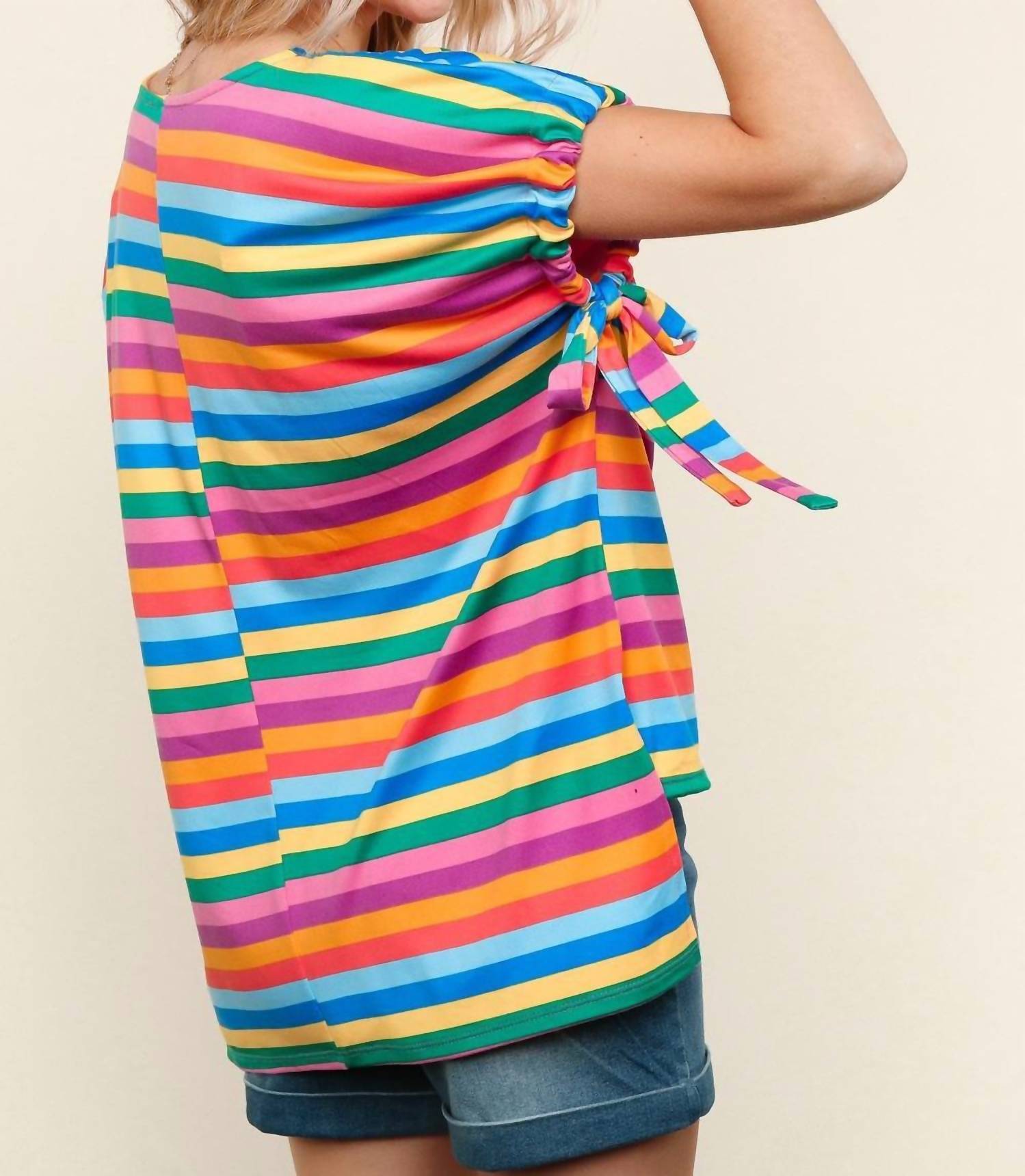 Haptics - High Low Stripe Print Knit Top