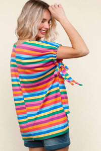 Haptics - High Low Stripe Print Knit Top