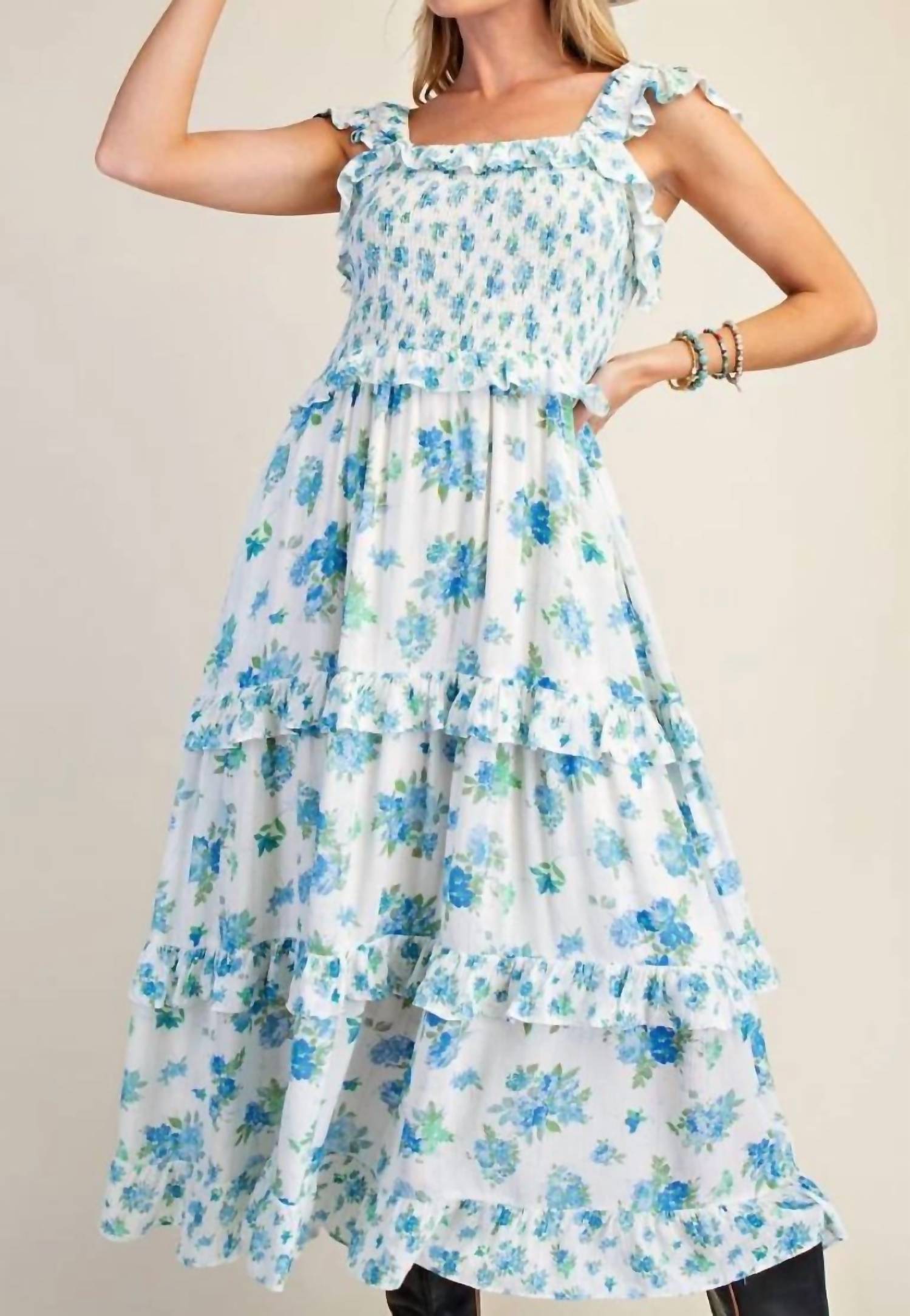 Easel - Women's Linnea Printed Gauze Tiered Maxi Dress