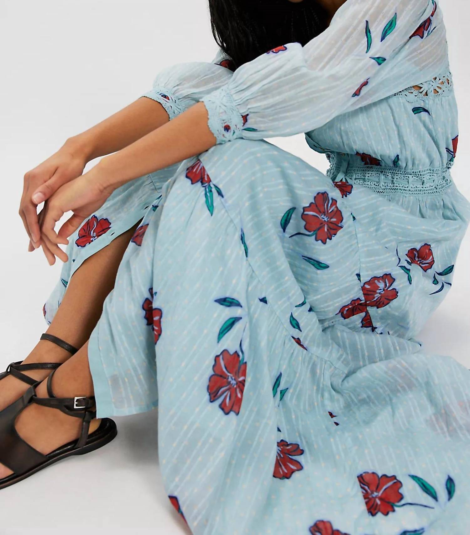 Free People Morning Meadows Long Maxi Dress in pastel blue - women's dress - view 4
