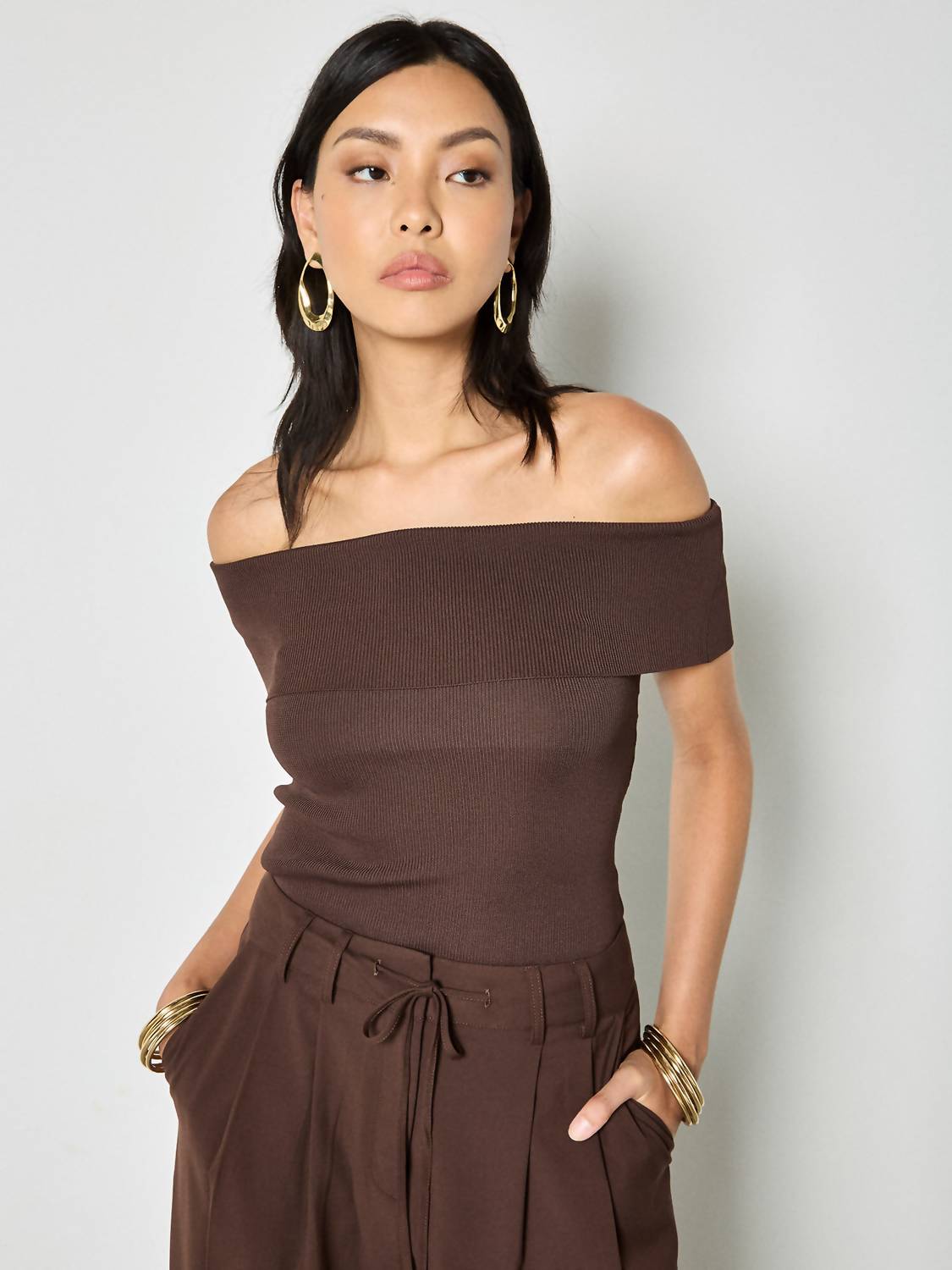 Apricot - Cali Off The Shoulder Knit Top