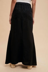 IN-LOOM Tencel Frayed Mermaid Skirt in black - women's skirt - detail view