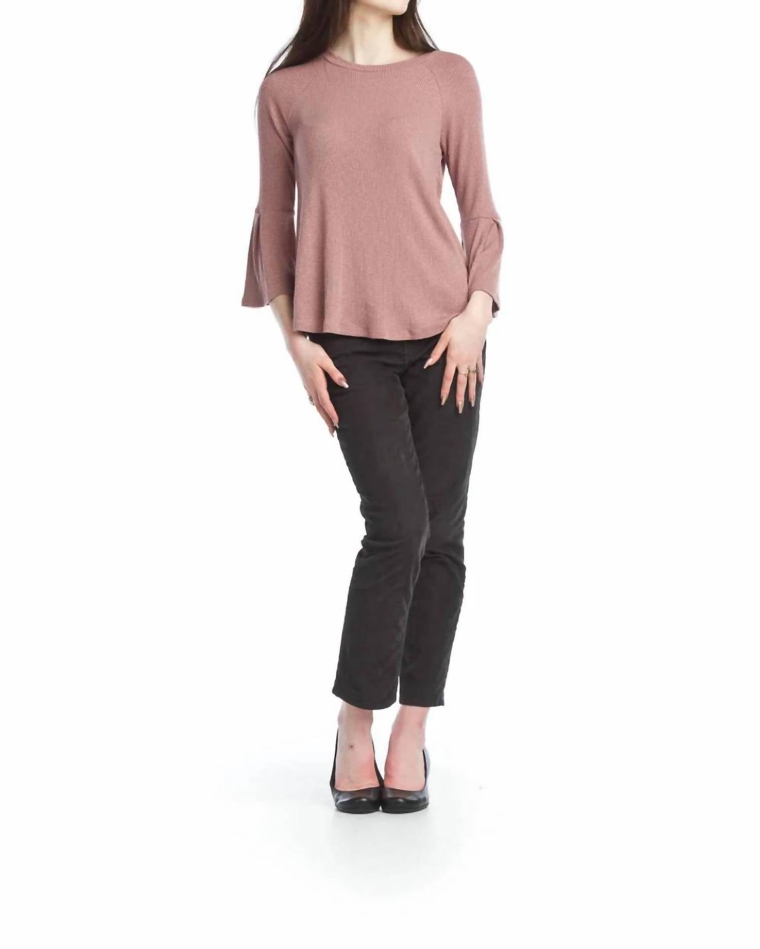 Papillon - Bell Sleeves Ribbed A-line Sweater