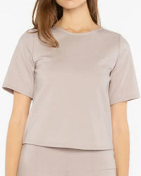 RIPLEY RADER Ponte Knit Short Sleeve Top Extended in clay - women's t-shirt - detail view