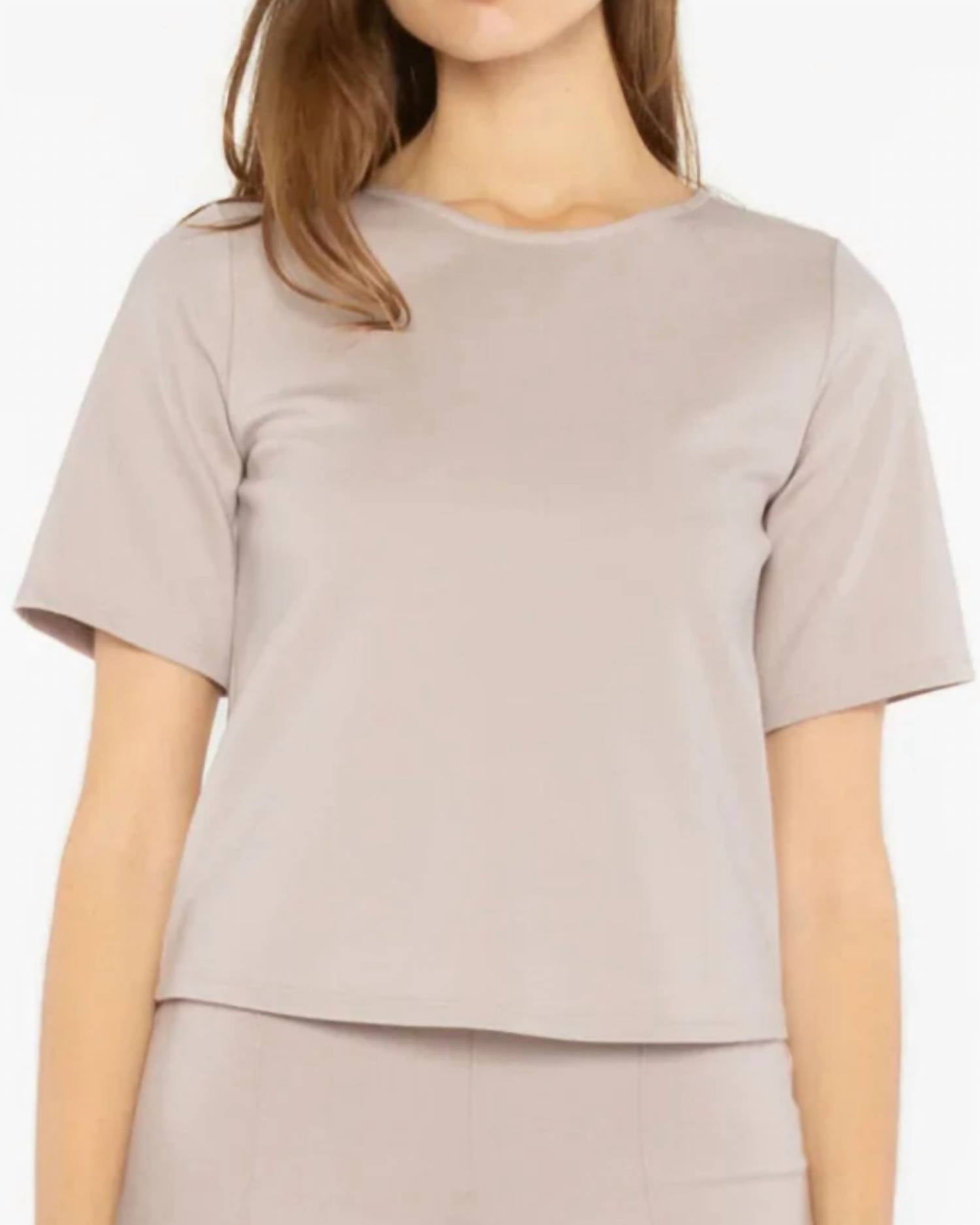 RIPLEY RADER Ponte Knit Short Sleeve Top Extended in clay - women's t-shirt - detail view