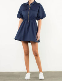 Thml - Puff Sleeve Half-zip Dress