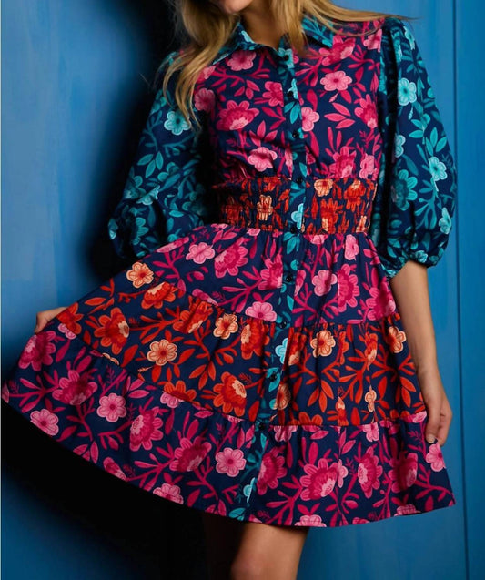 Peach Love - Bold Blooms Poplin Dress