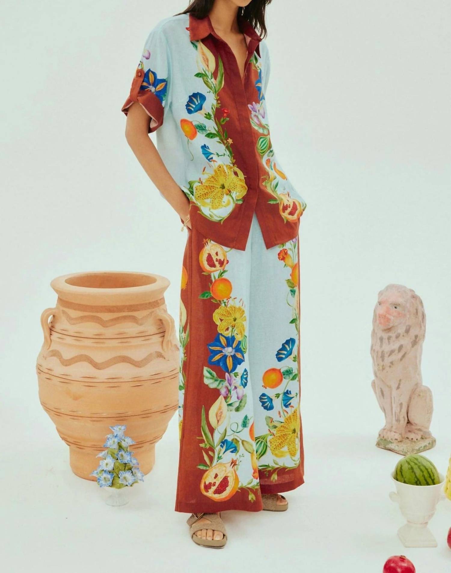 Alemais - Dahlia Floral Linen Pants