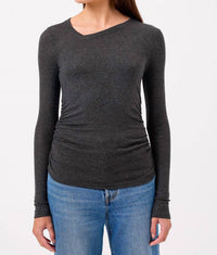 GOLDIE Margot Top in dark grey - women's long sleeve top