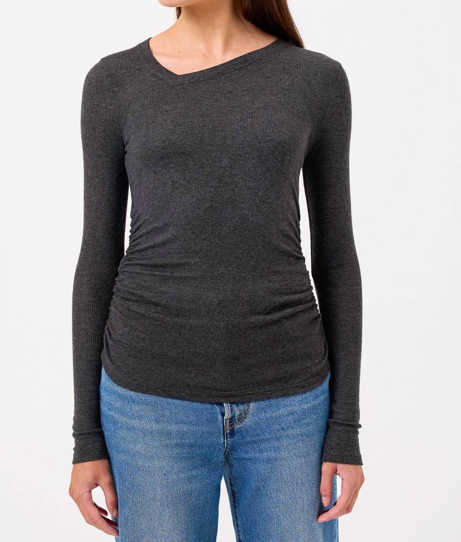 GOLDIE Margot Top in dark grey - women's long sleeve top