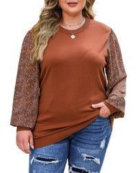 Shop Lala Loo - Floral Paisley Sleeve Ribbed Trip Sweater - Plus