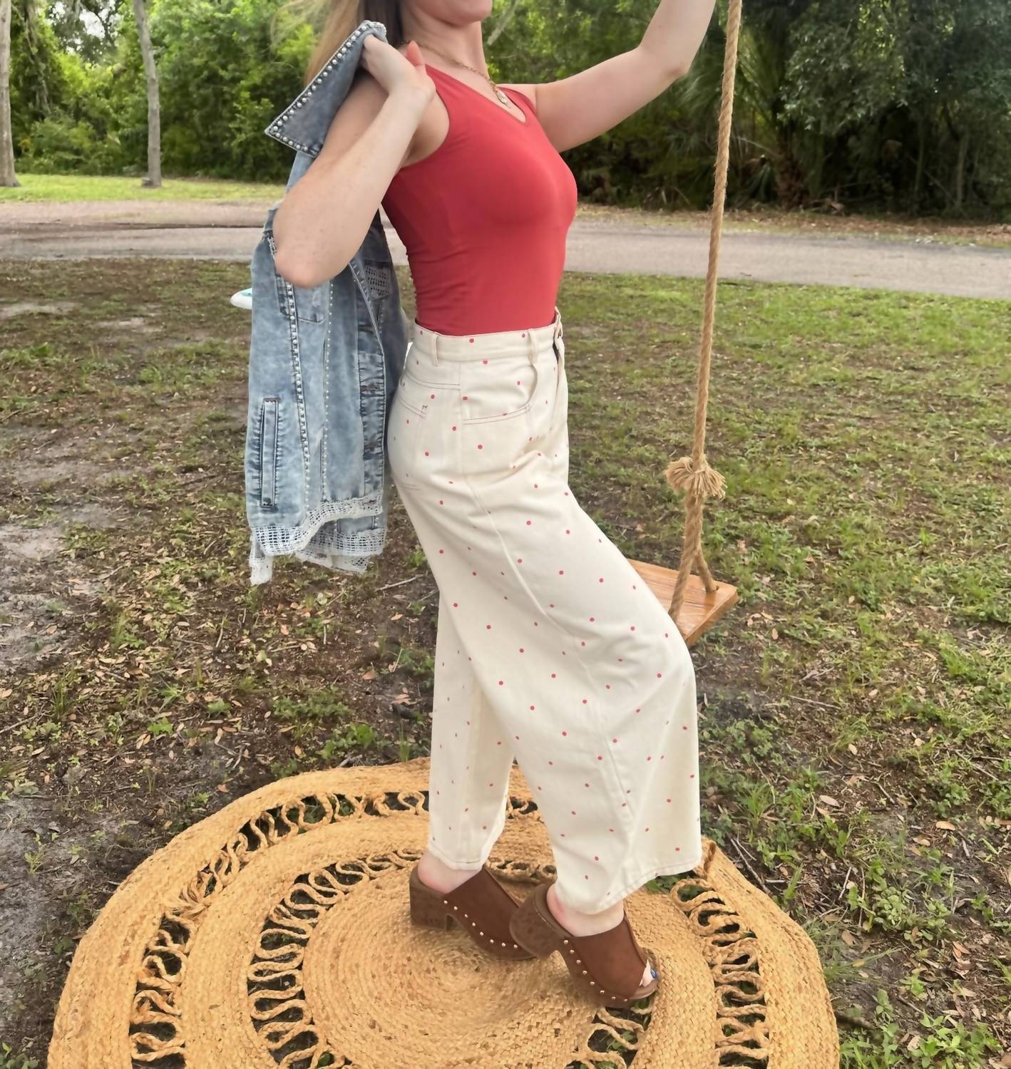 Peach Love - Polka Dot Gypsy Fit Pants