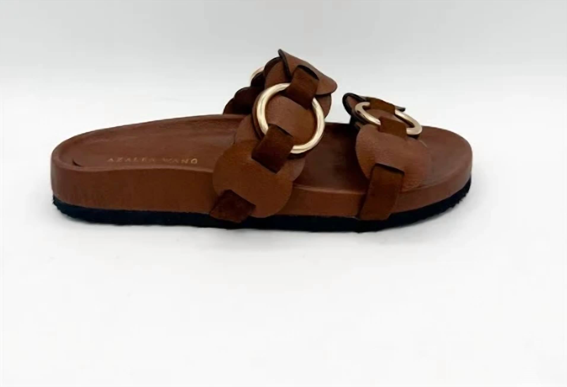 Azalea Wang - Women's Miranda Leather Slide Sandals