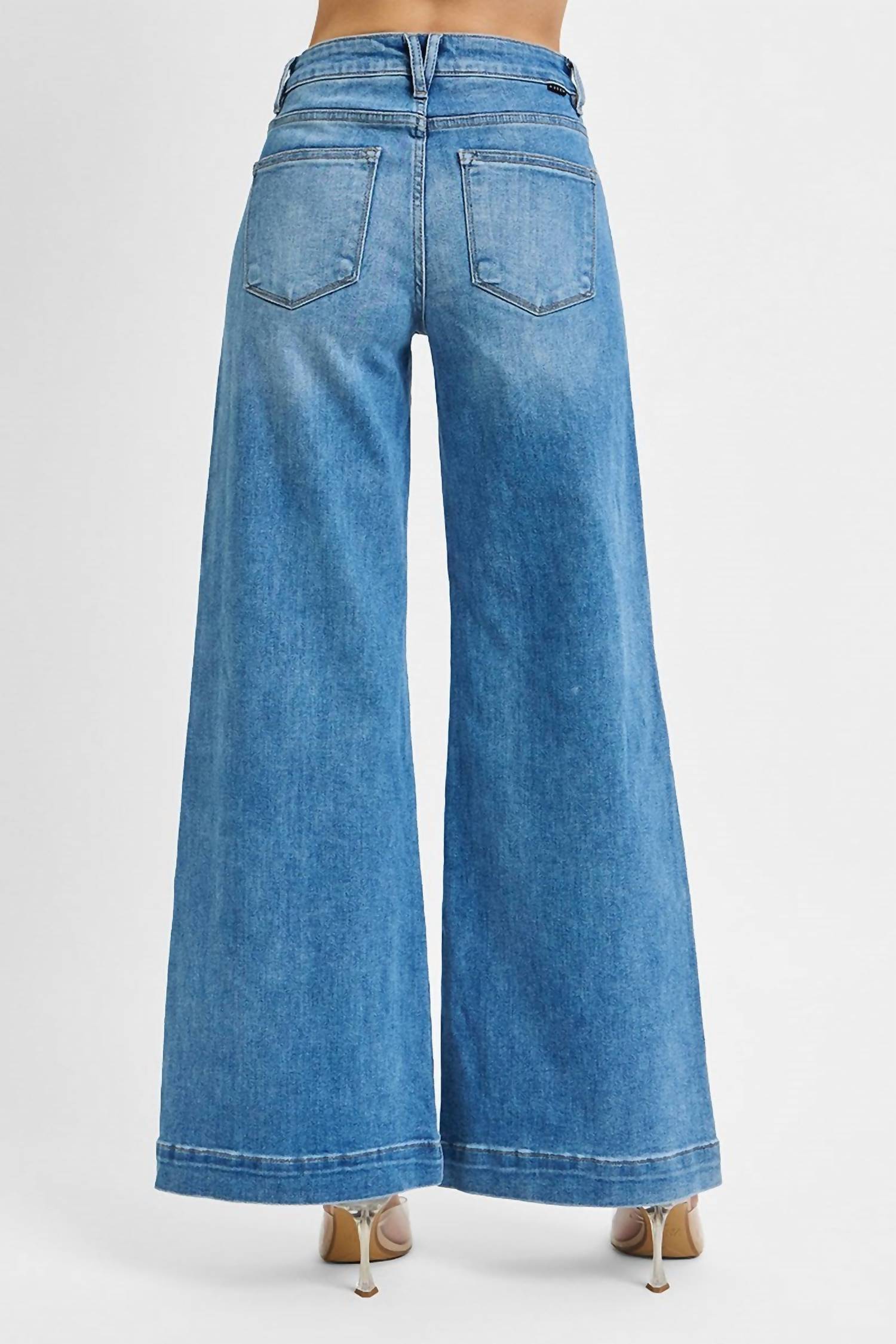 Risen - Front Patch Pocket Wide Leg Jean