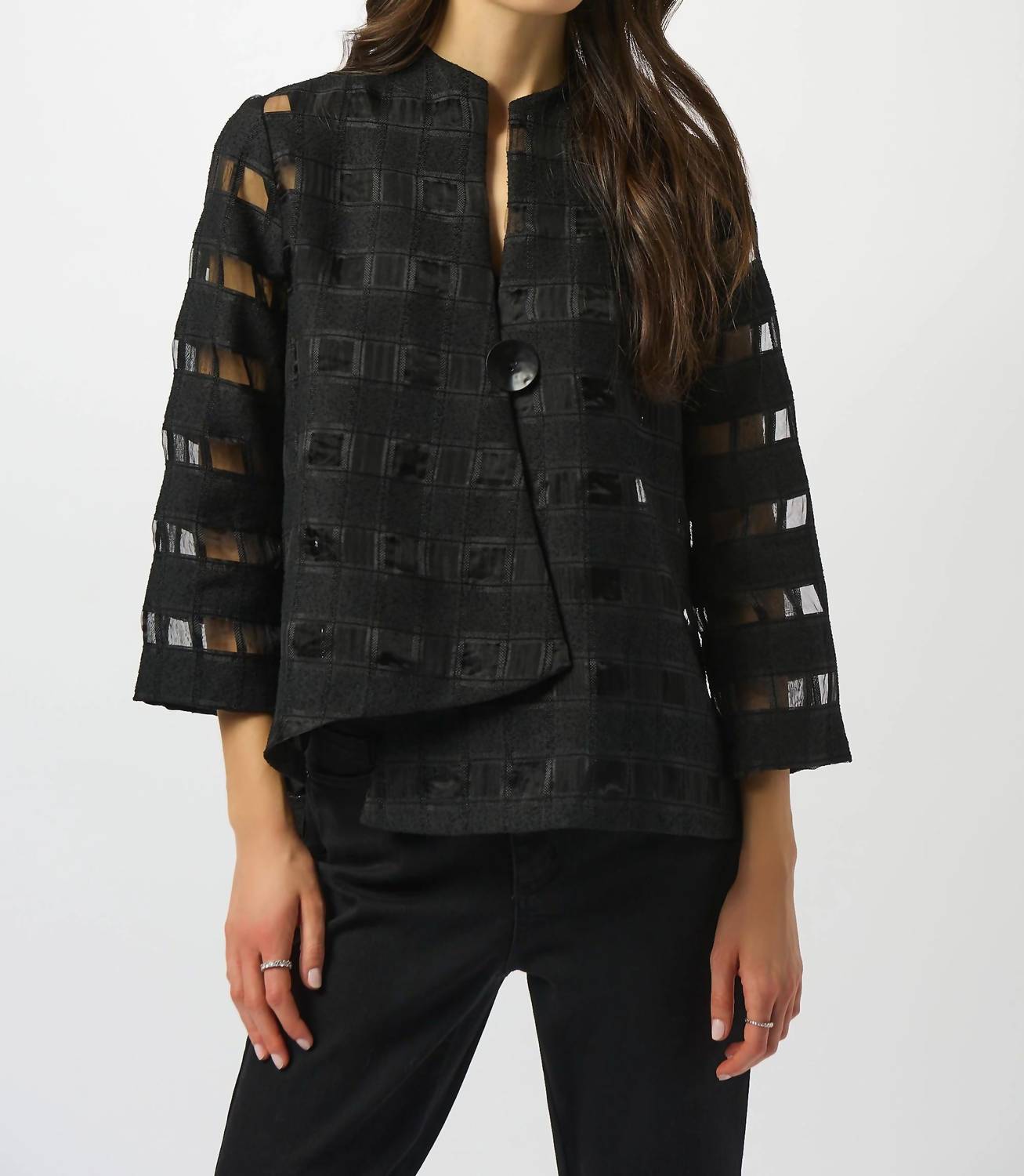Joseph Ribkoff - Checkered Sheer Swing Jacket