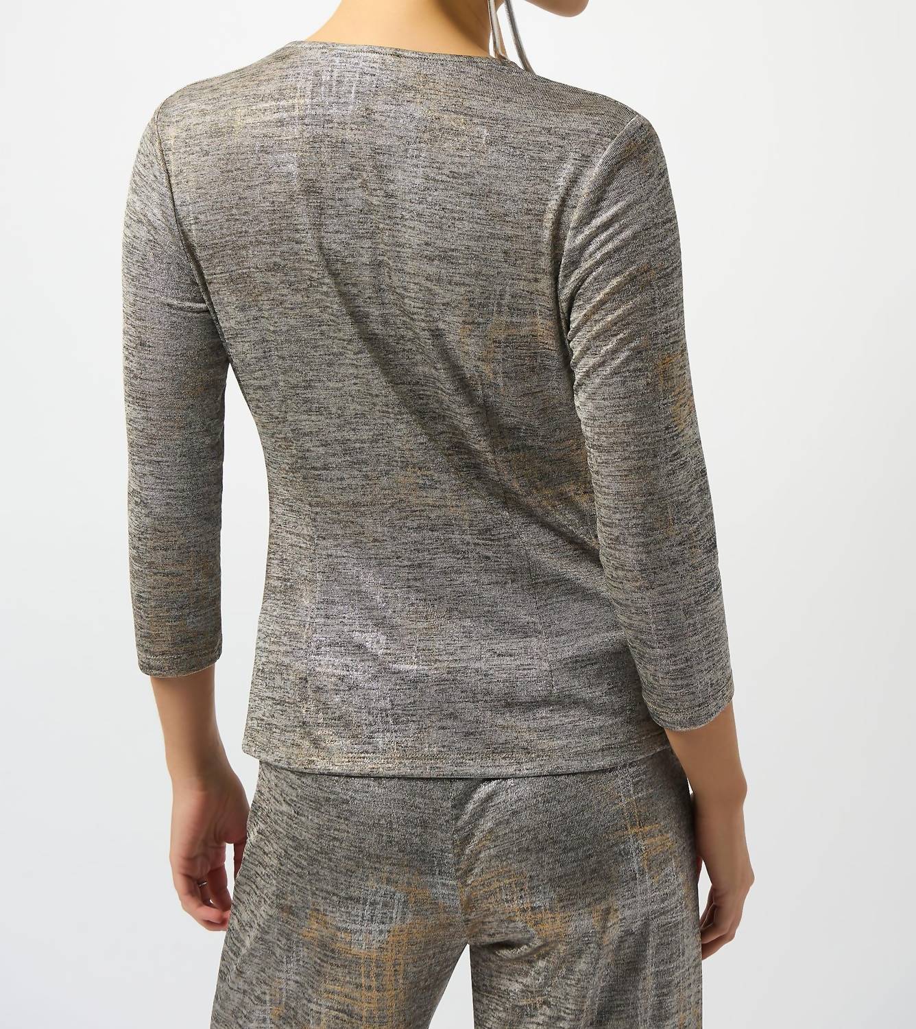 Joseph Ribkoff - Foiled Knit Faux Wrap Top