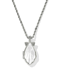 Kendra Scott Women's Alexa Locket Short Pendant Necklace in silver natural mother of pearl - women's jewelry