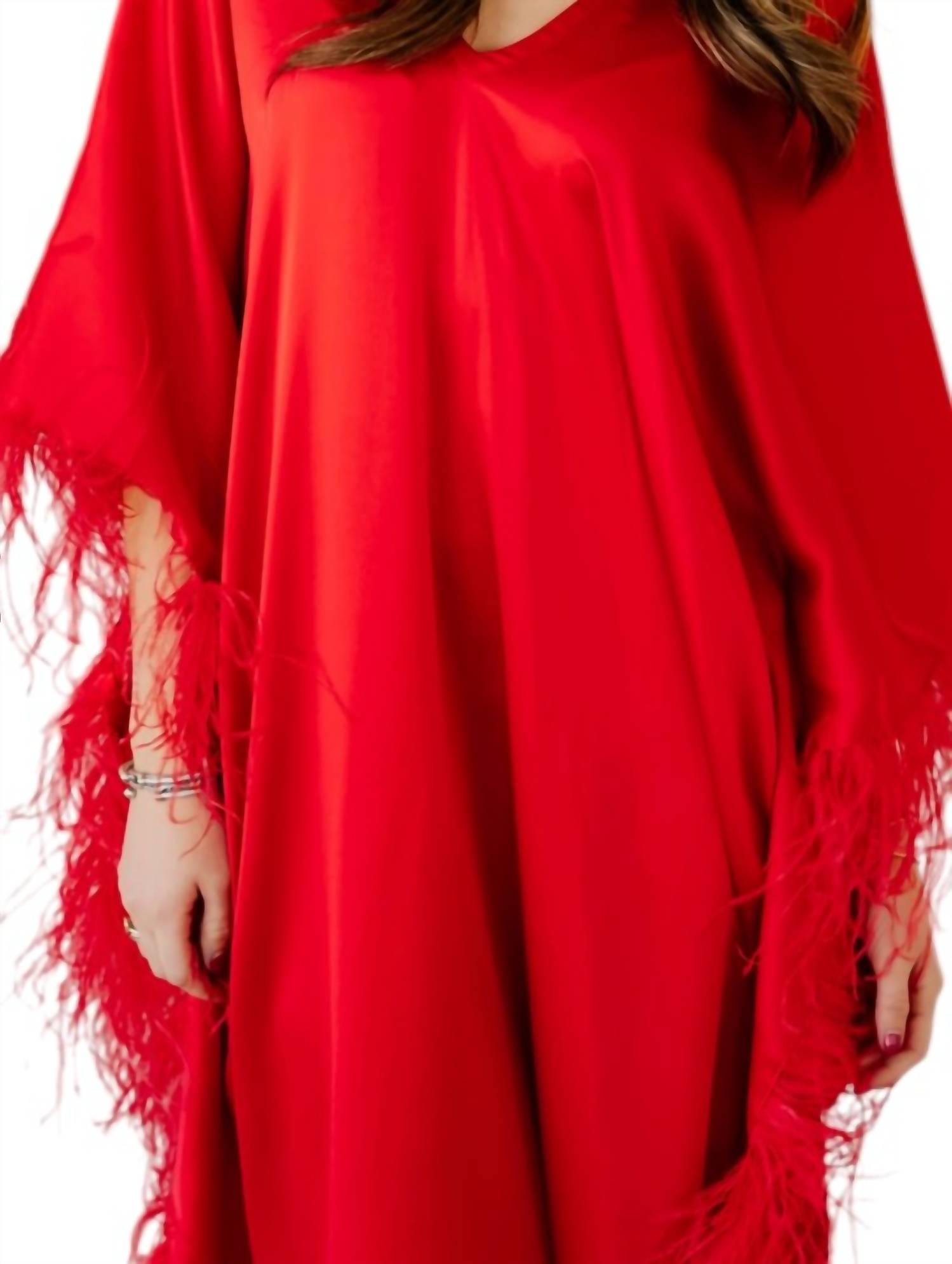 Tela Luxury Mercantile Natalie Kaftan Maxi Dress in red - women's dress - detail view
